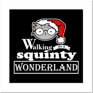 Walking in a Squinty Wonderland - White Outlined Version Posters and Art